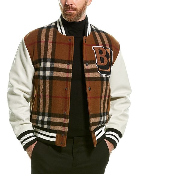 Burberry Other - Burberry Leather Sleeve Wool-Blend Bomber Jacket